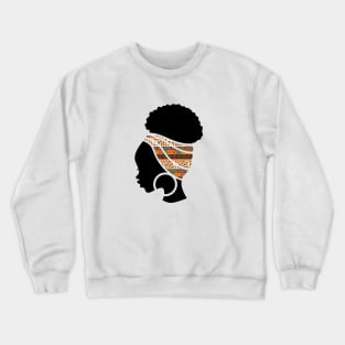 Afro Hair Woman with African Pattern Headwrap Crewneck Sweatshirt